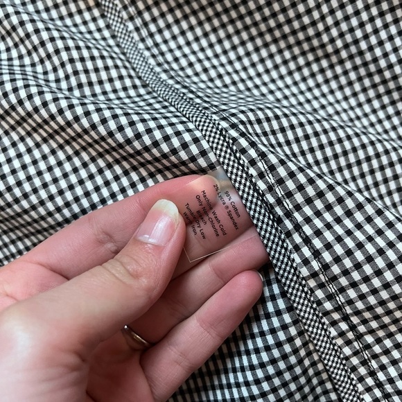 Talbots Womens Blazer Jacket Black White Gingham Plaid Button Front Stretch 8P - Picture 6 of 6